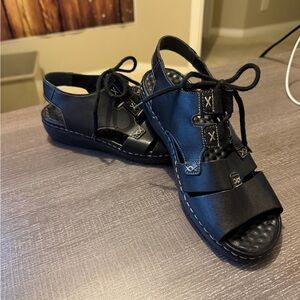 Rieker Black Leather Women's Sandals NEW